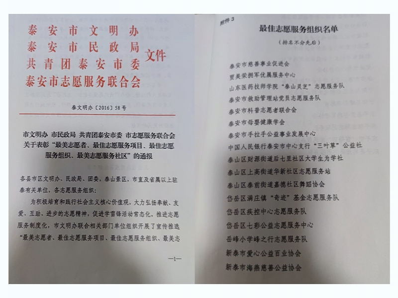 2016年度最佳志愿者组织