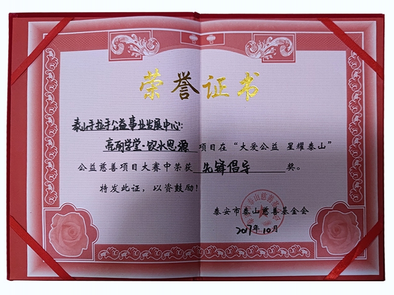 2017年度先锋倡导荣誉证书